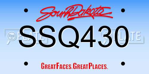 SSQ430 South Dakota License Plate