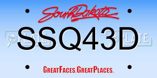 SSQ43D South Dakota License Plate