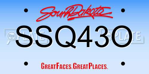 SSQ43O South Dakota License Plate