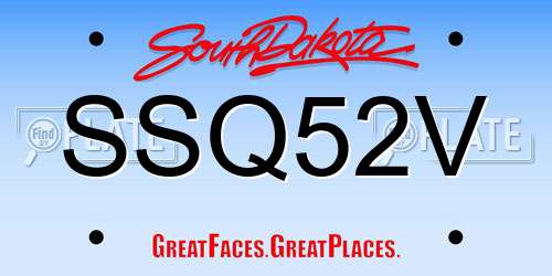 SSQ52V South Dakota License Plate