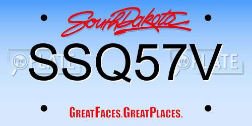 SSQ57V South Dakota License Plate