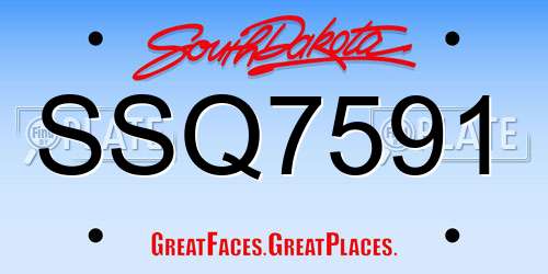 SSQ7591 South Dakota License Plate