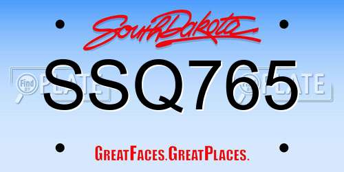 SSQ765 South Dakota License Plate