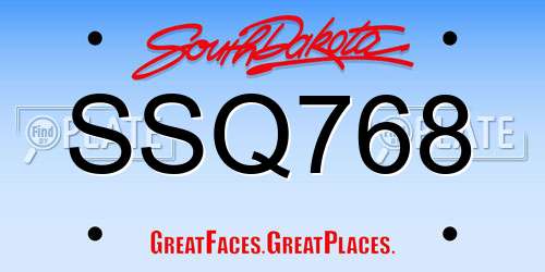 SSQ768 South Dakota License Plate