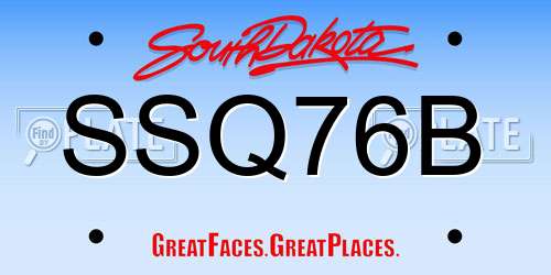 SSQ76B South Dakota License Plate