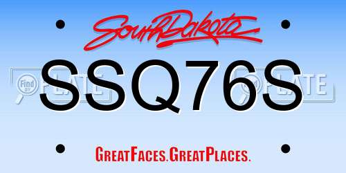 SSQ76S South Dakota License Plate
