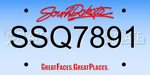 SSQ7891 South Dakota License Plate