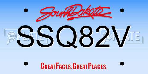 SSQ82V South Dakota License Plate