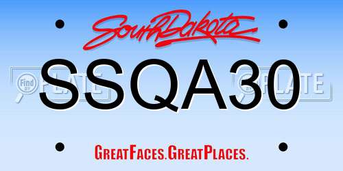 SSQA30 South Dakota License Plate