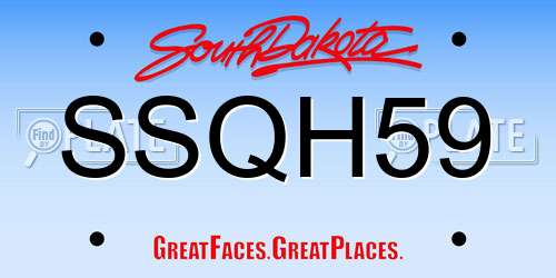 SSQH59 South Dakota License Plate