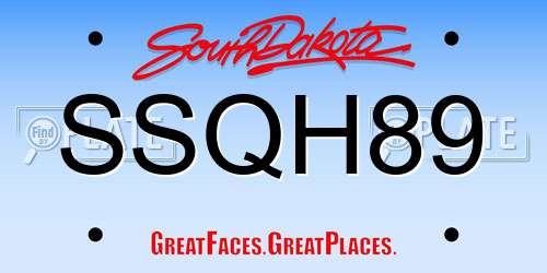 SSQH89 South Dakota License Plate