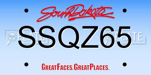 SSQZ65 South Dakota License Plate