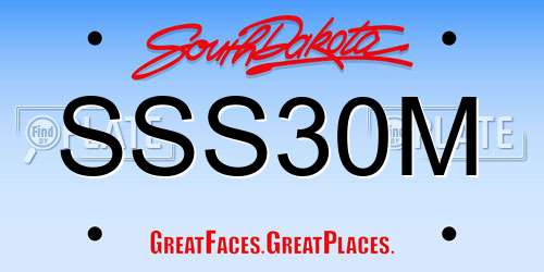 SSS30M South Dakota License Plate