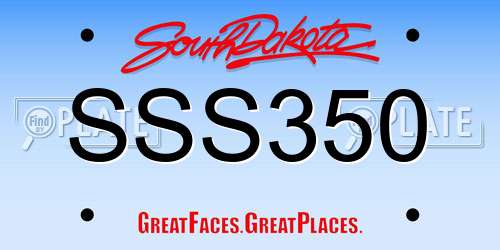 SSS350 South Dakota License Plate