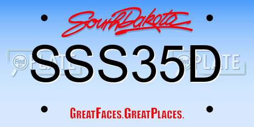 SSS35D South Dakota License Plate