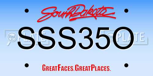 SSS35O South Dakota License Plate