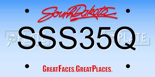 SSS35Q South Dakota License Plate