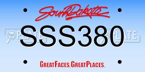 SSS380 South Dakota License Plate