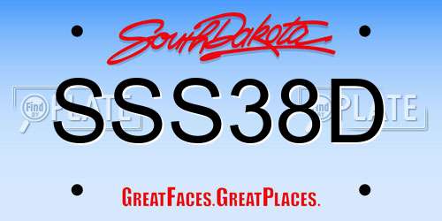 SSS38D South Dakota License Plate