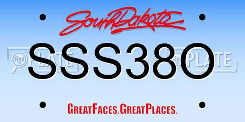 SSS38O South Dakota License Plate