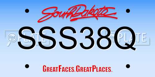 SSS38Q South Dakota License Plate