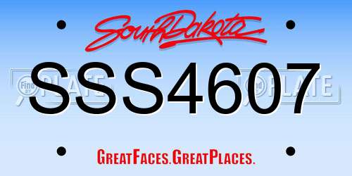 SSS4607 South Dakota License Plate