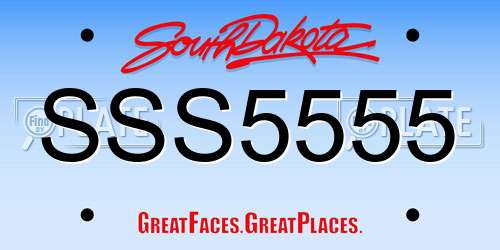 SSS5555 South Dakota License Plate