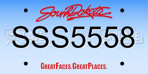 SSS5558 South Dakota License Plate