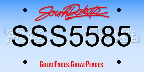 SSS5585 South Dakota License Plate