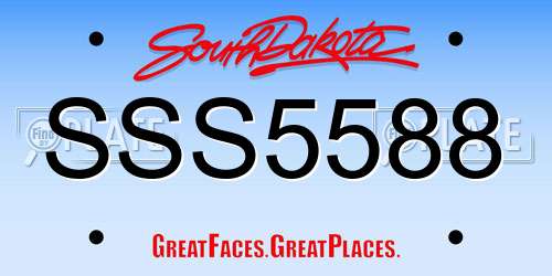 SSS5588 South Dakota License Plate