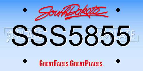 SSS5855 South Dakota License Plate