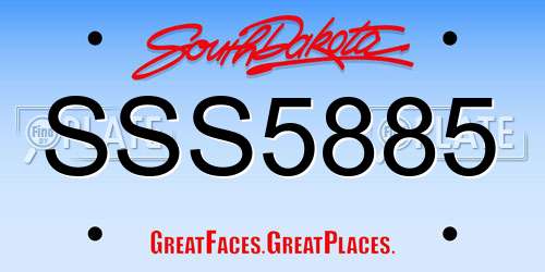 SSS5885 South Dakota License Plate