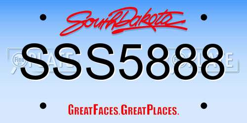 SSS5888 South Dakota License Plate