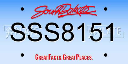 SSS8151 South Dakota License Plate