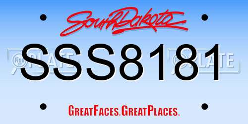 SSS8181 South Dakota License Plate