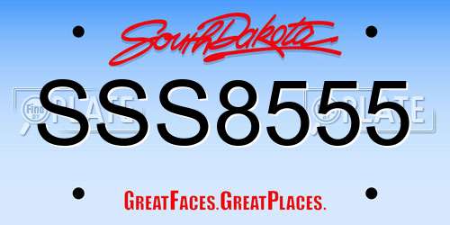 SSS8555 South Dakota License Plate