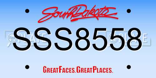 SSS8558 South Dakota License Plate