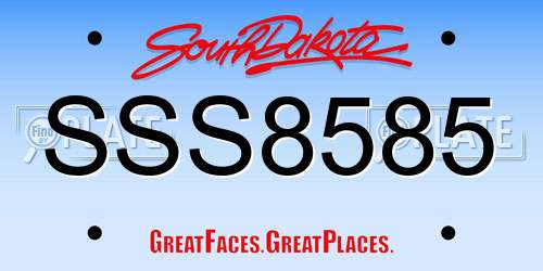 SSS8585 South Dakota License Plate