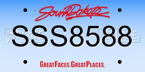 SSS8588 South Dakota License Plate