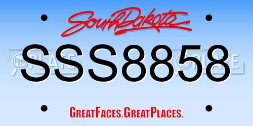 SSS8858 South Dakota License Plate