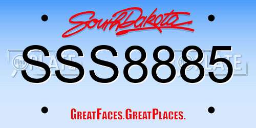 SSS8885 South Dakota License Plate