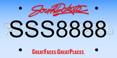 SSS8888 South Dakota License Plate