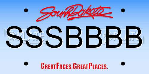 SSSBBBB South Dakota License Plate