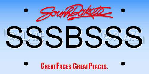 SSSBSSS South Dakota License Plate