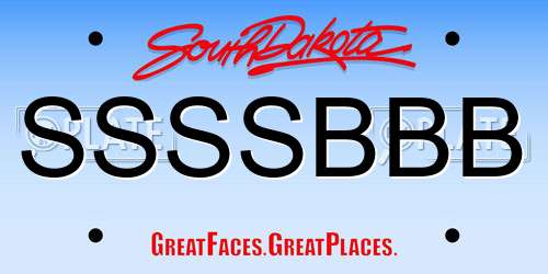 SSSSBBB South Dakota License Plate