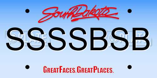 SSSSBSB South Dakota License Plate