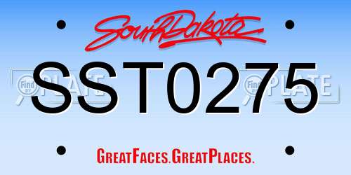 SST0275 South Dakota License Plate