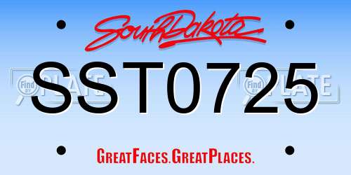 SST0725 South Dakota License Plate