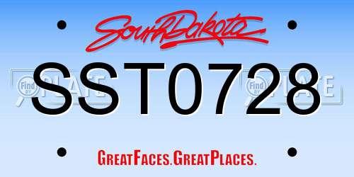 SST0728 South Dakota License Plate