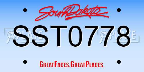 SST0778 South Dakota License Plate